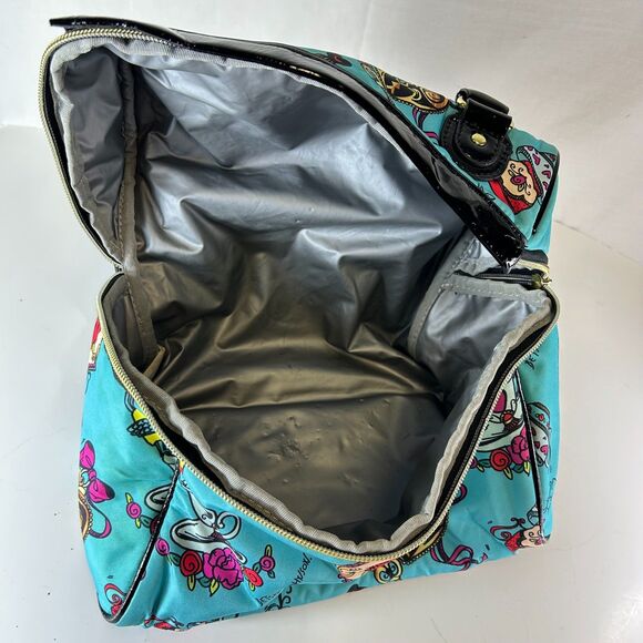 Betsey Johnson Turquoise Blue Multicolored Tea Time Print Insulated Satchel Bag - Picture 8 of 15